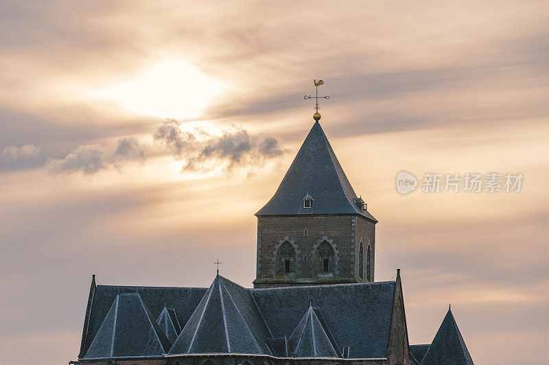 Kampen Buitenkerk教堂日落时分